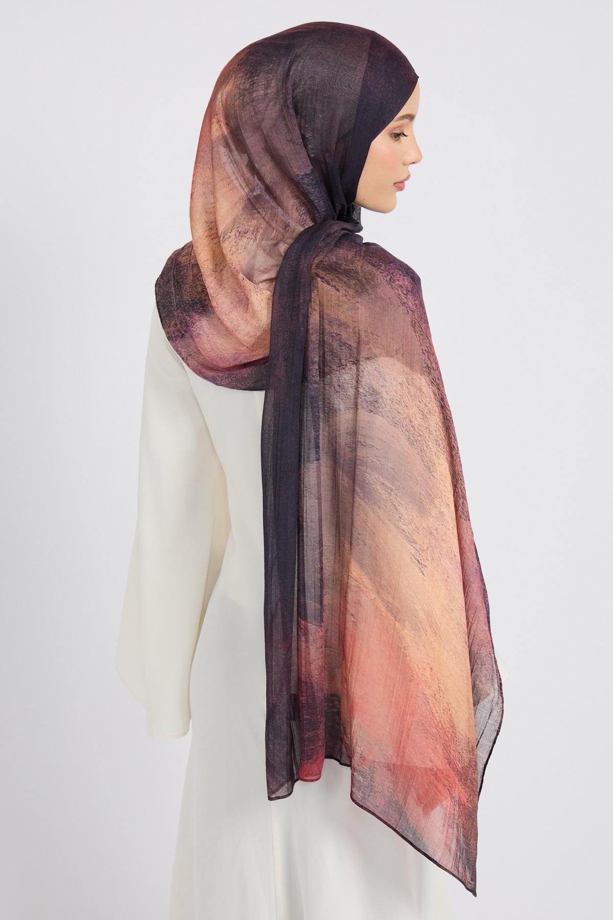 Hijab Modal Imprimé Premium - Éclipse Mûre
