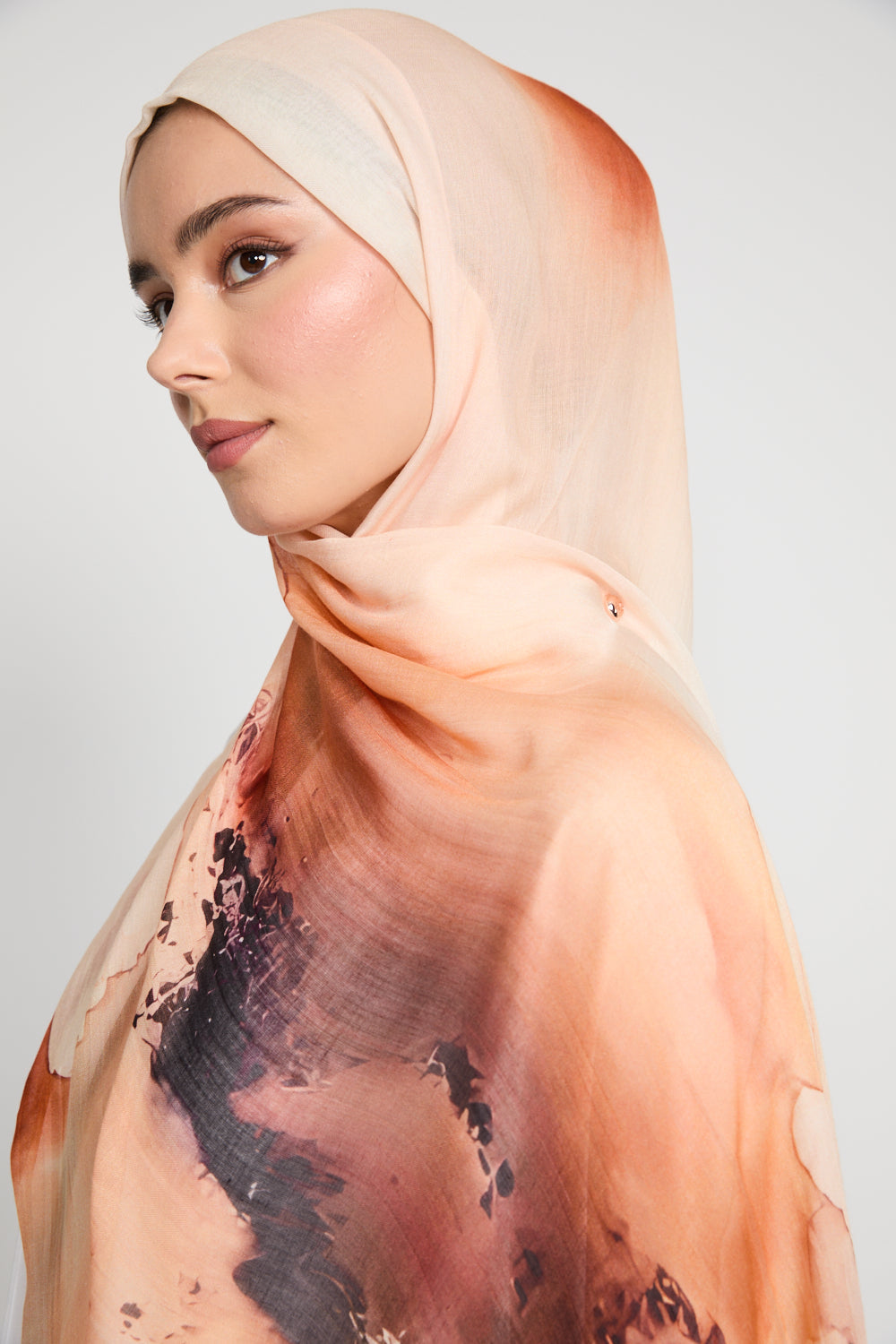 Hijab Modal Imprimé Premium - Coucher de Soleil Sahara