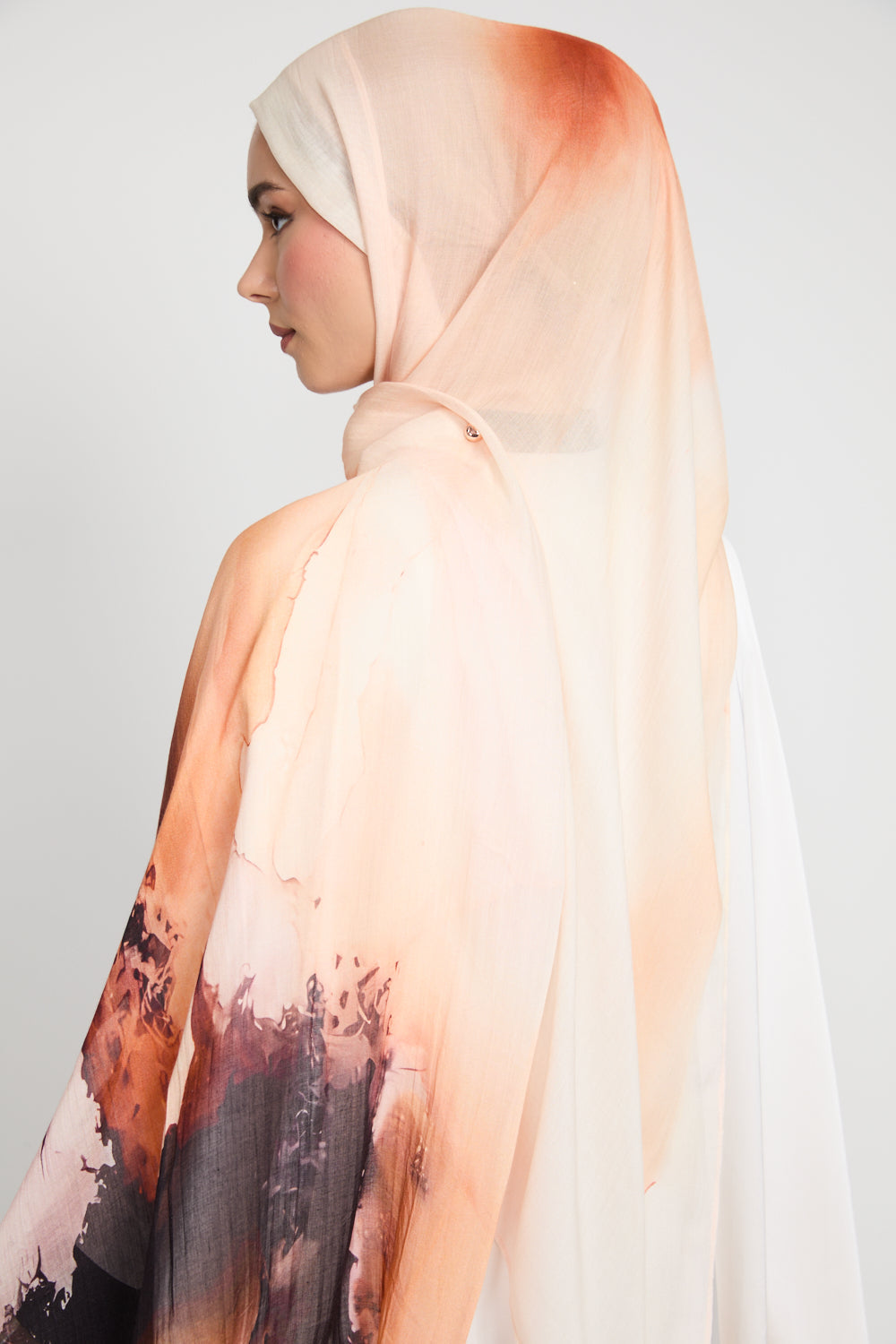 Hijab Modal Imprimé Premium - Coucher de Soleil Sahara