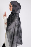 Hijab Georgette Mousseline Tie Dye - Éclipse Noire