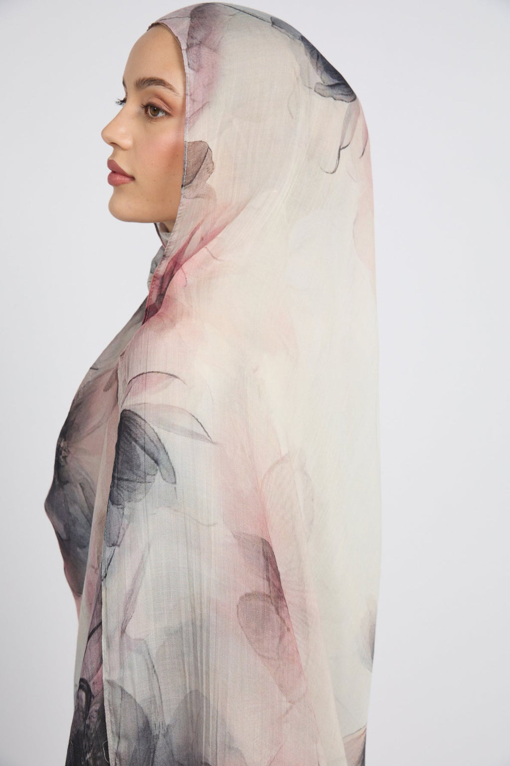 Hijab Modal Imprimé Premium - Brume Rose