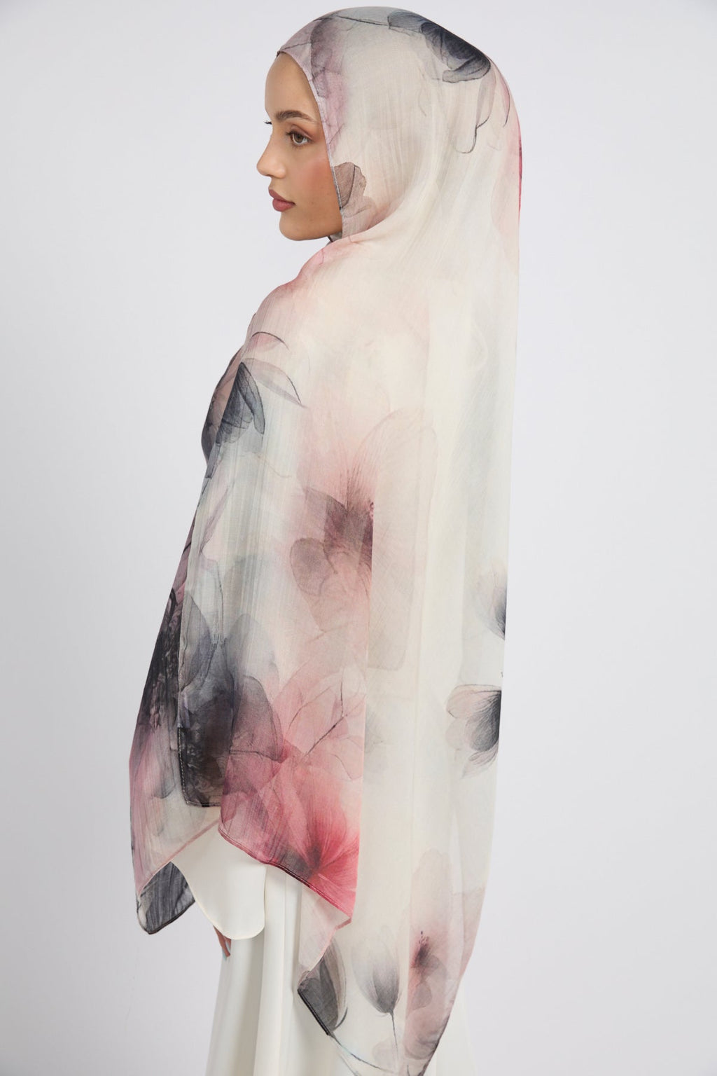 Hijab Modal Imprimé Premium - Brume Rose