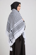 Foulard Keffieh Premium avec Glands - Noir et Blanc