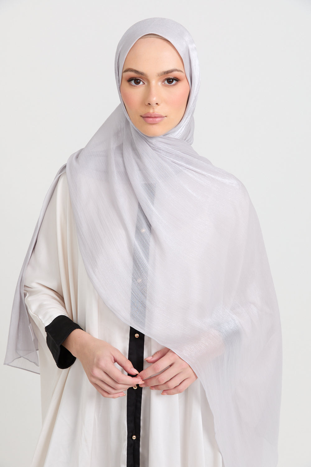 Hijab Organza Luxe - Brume Argentée