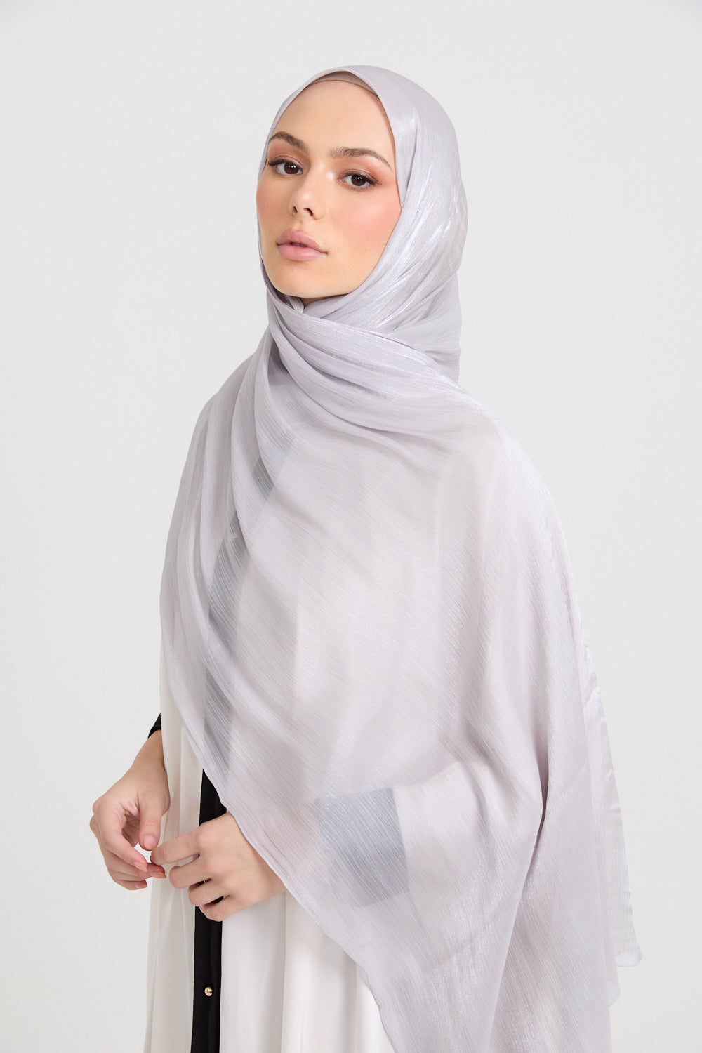 Hijab Organza Luxe - Brume Argentée