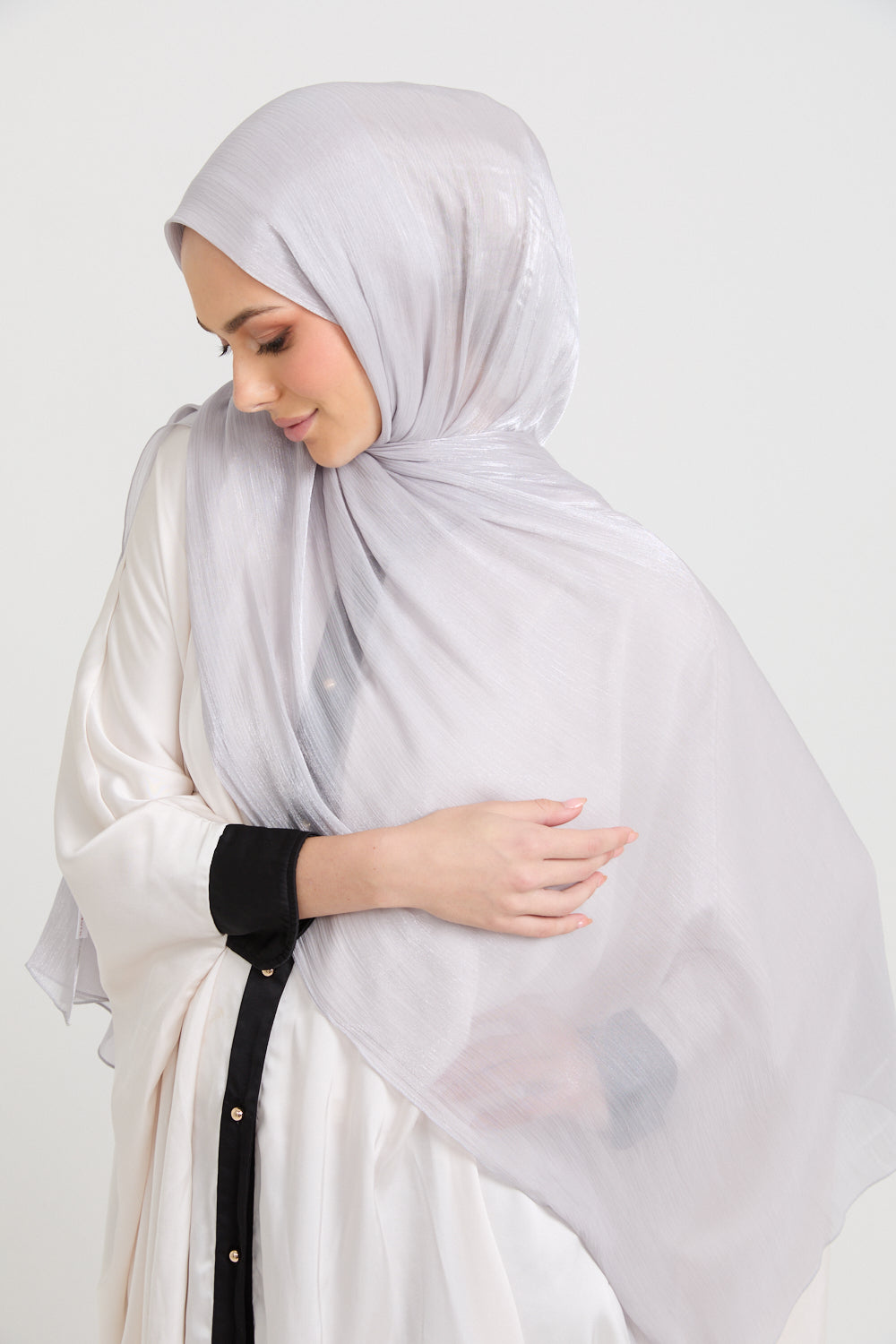 Hijab Organza Luxe - Brume Argentée