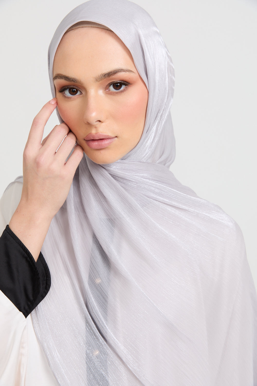 Hijab Organza Luxe - Brume Argentée