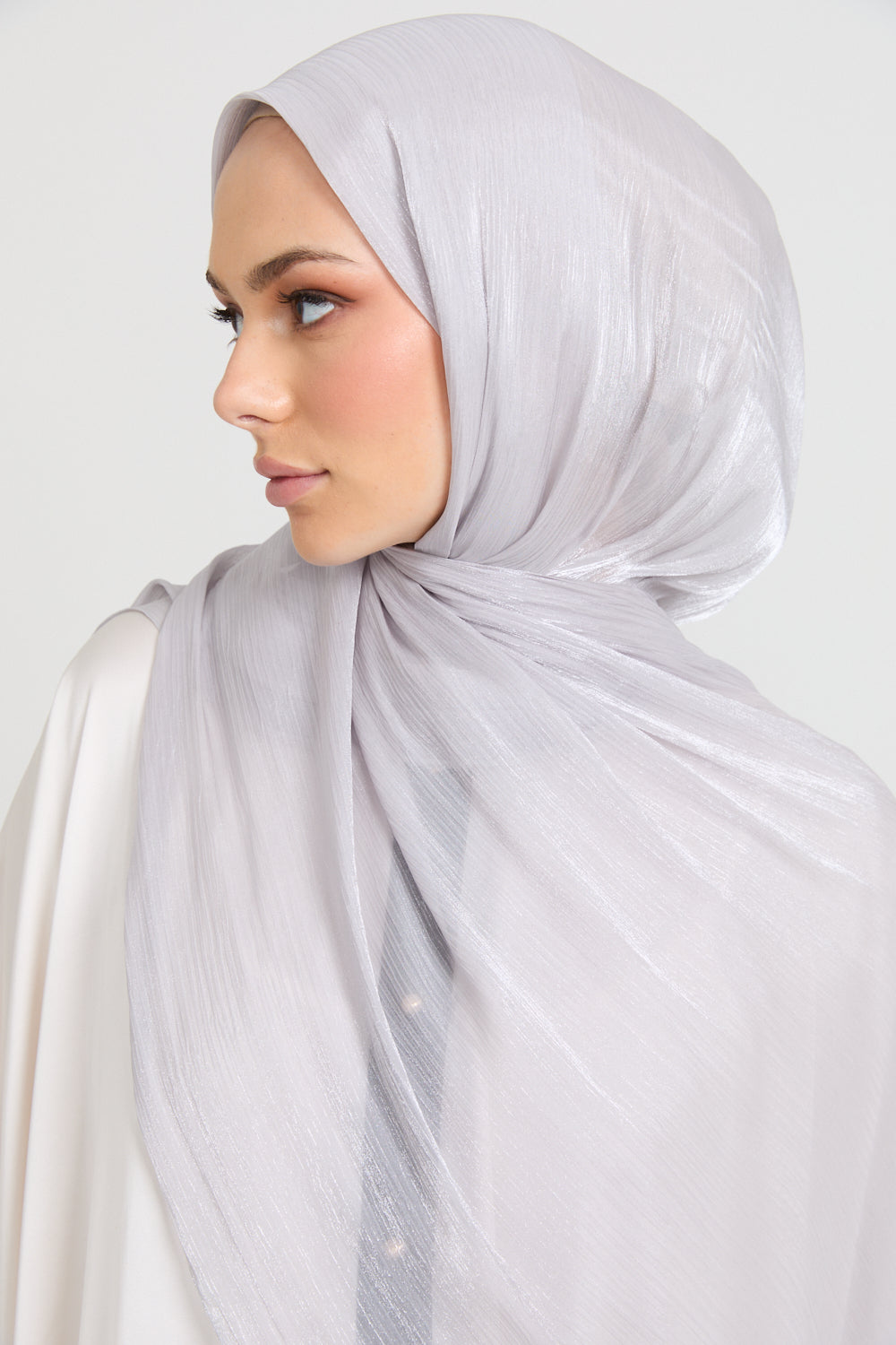 Hijab Organza Luxe - Brume Argentée