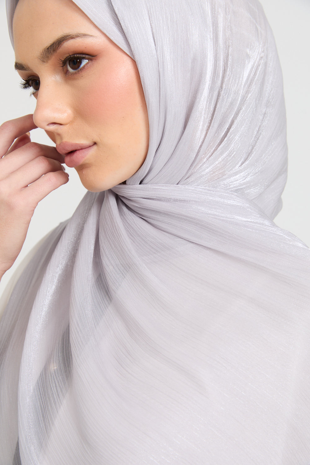 Hijab Organza Luxe - Brume Argentée