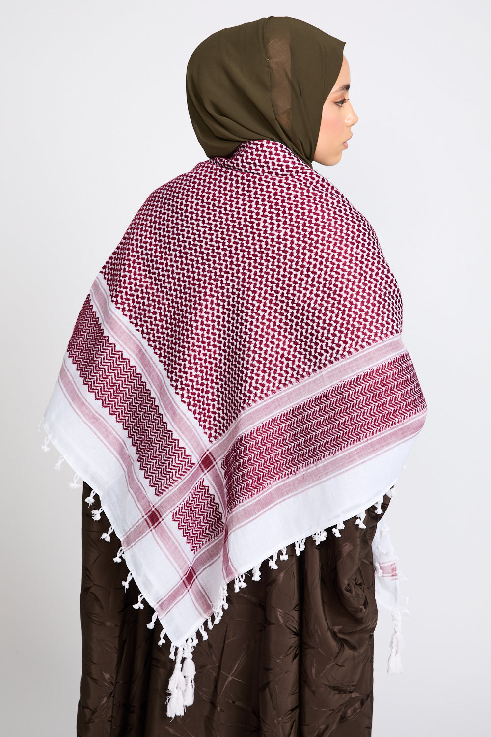 Foulard Keffieh Classique Premium - Rouge & Blanc