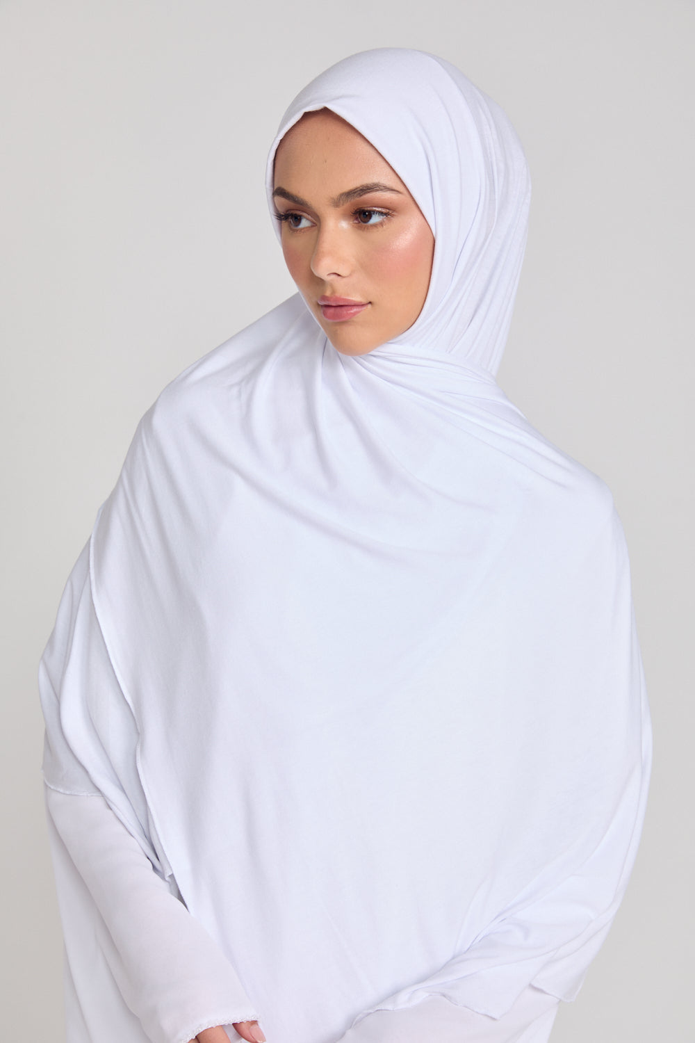 Hijab Jersey Blanc Hivernal