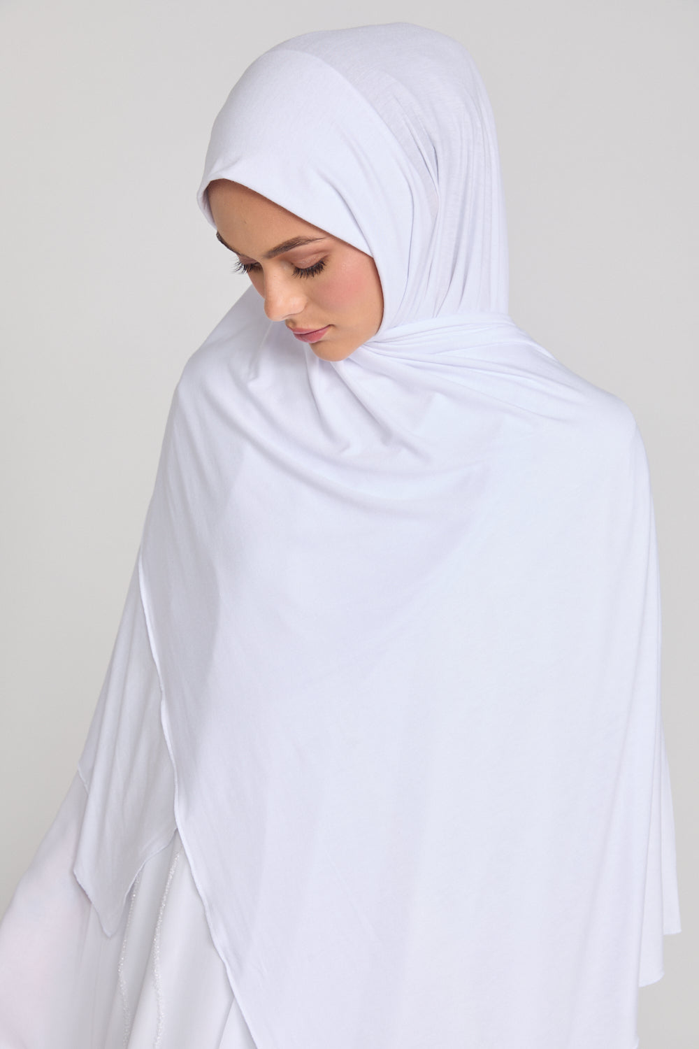 Hijab Jersey Blanc Hivernal