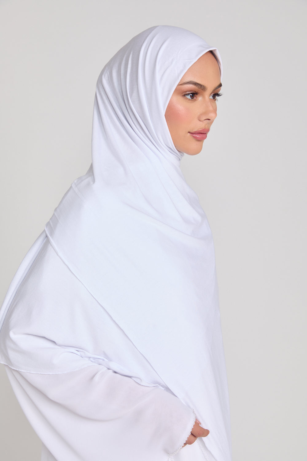 Hijab Jersey Blanc Hivernal