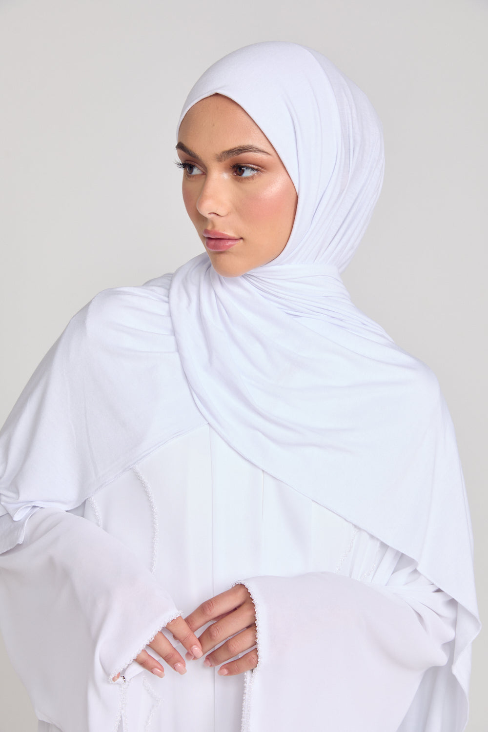 Hijab Jersey Blanc Hivernal