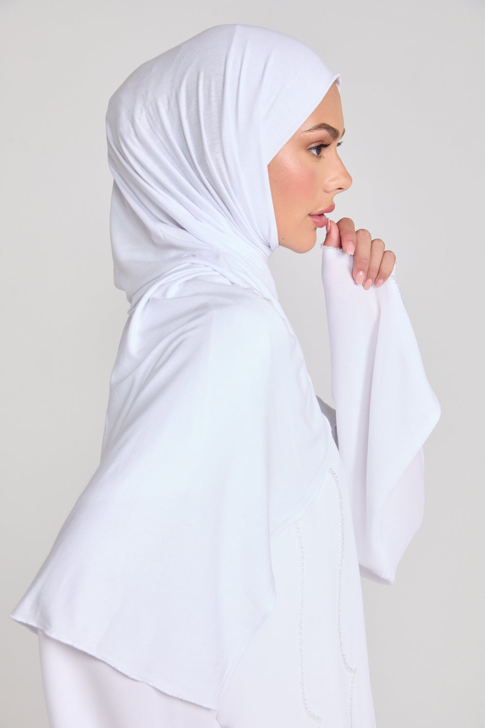 Hijab Jersey Blanc Hivernal