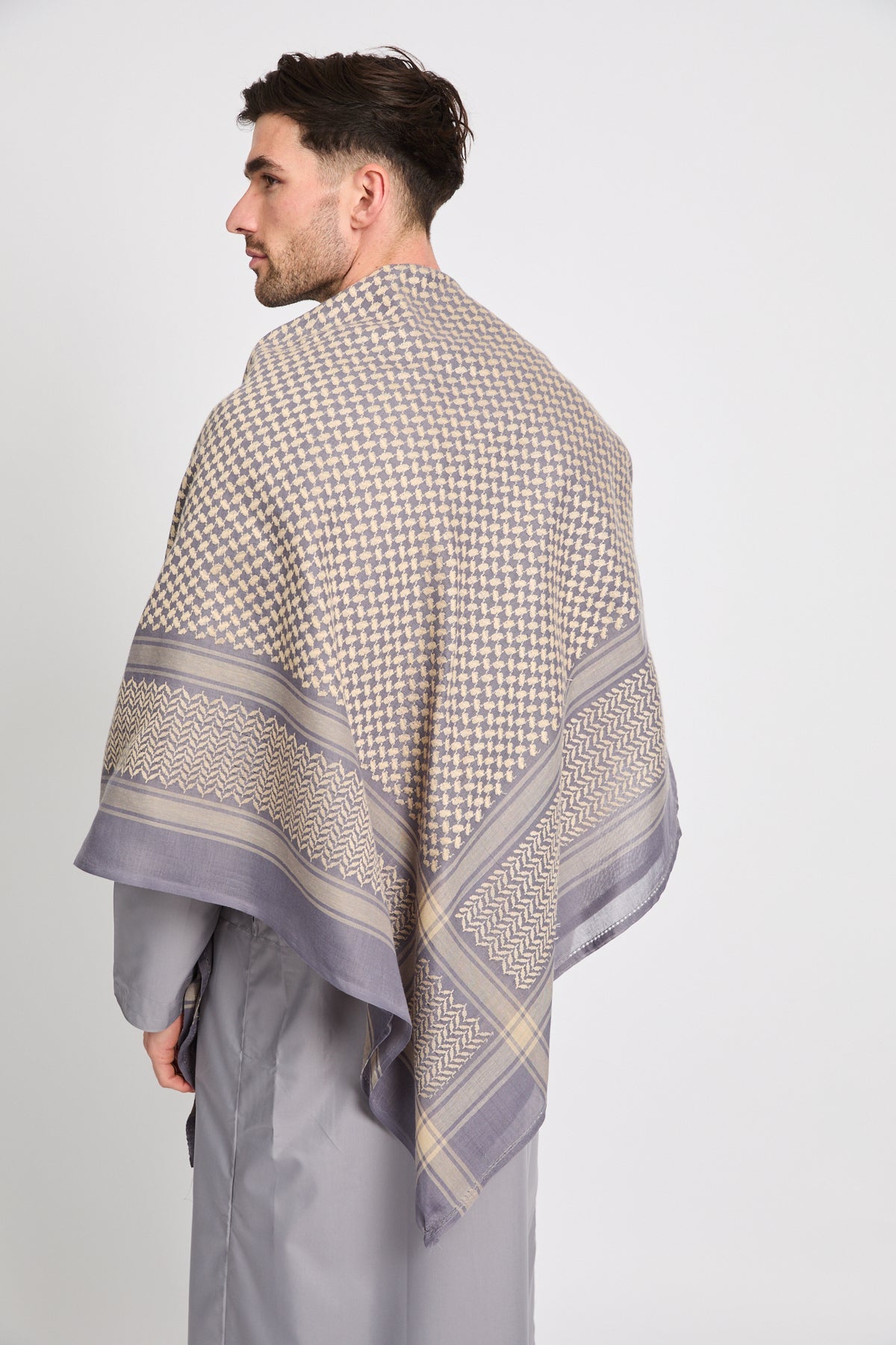 Foulard Keffieh - Gris Colombe Chaud