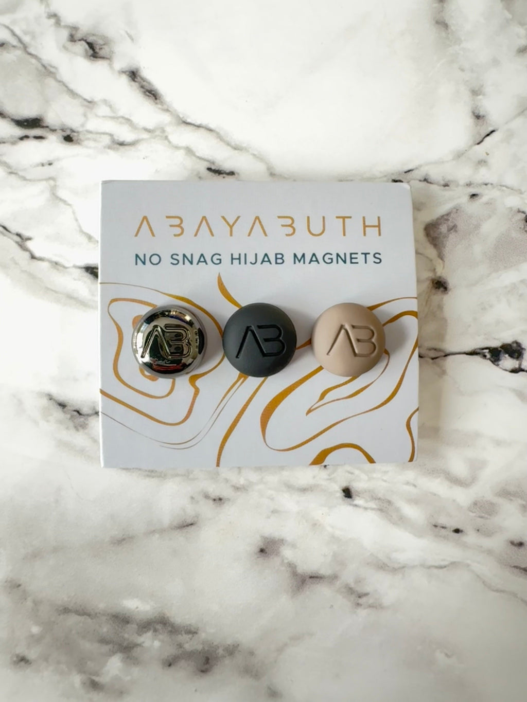 Lot de 3 Aimants Hijab Premium - Caviar, Noir Mat et Nude