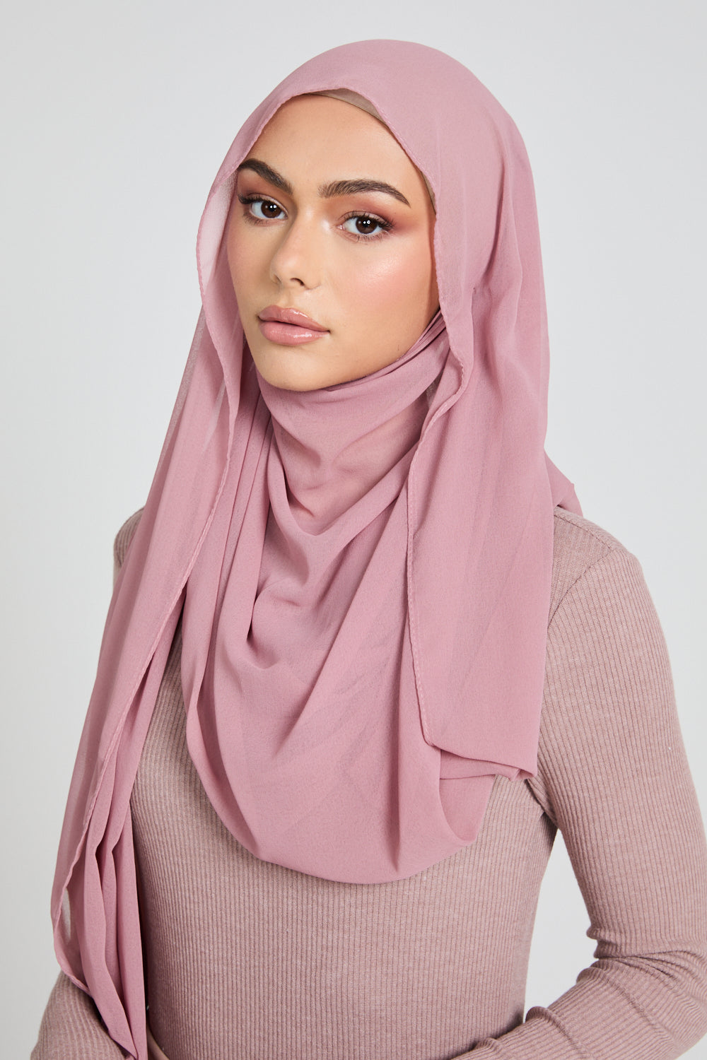 Hijab Mousseline Douce Luxe - Rose Poudré