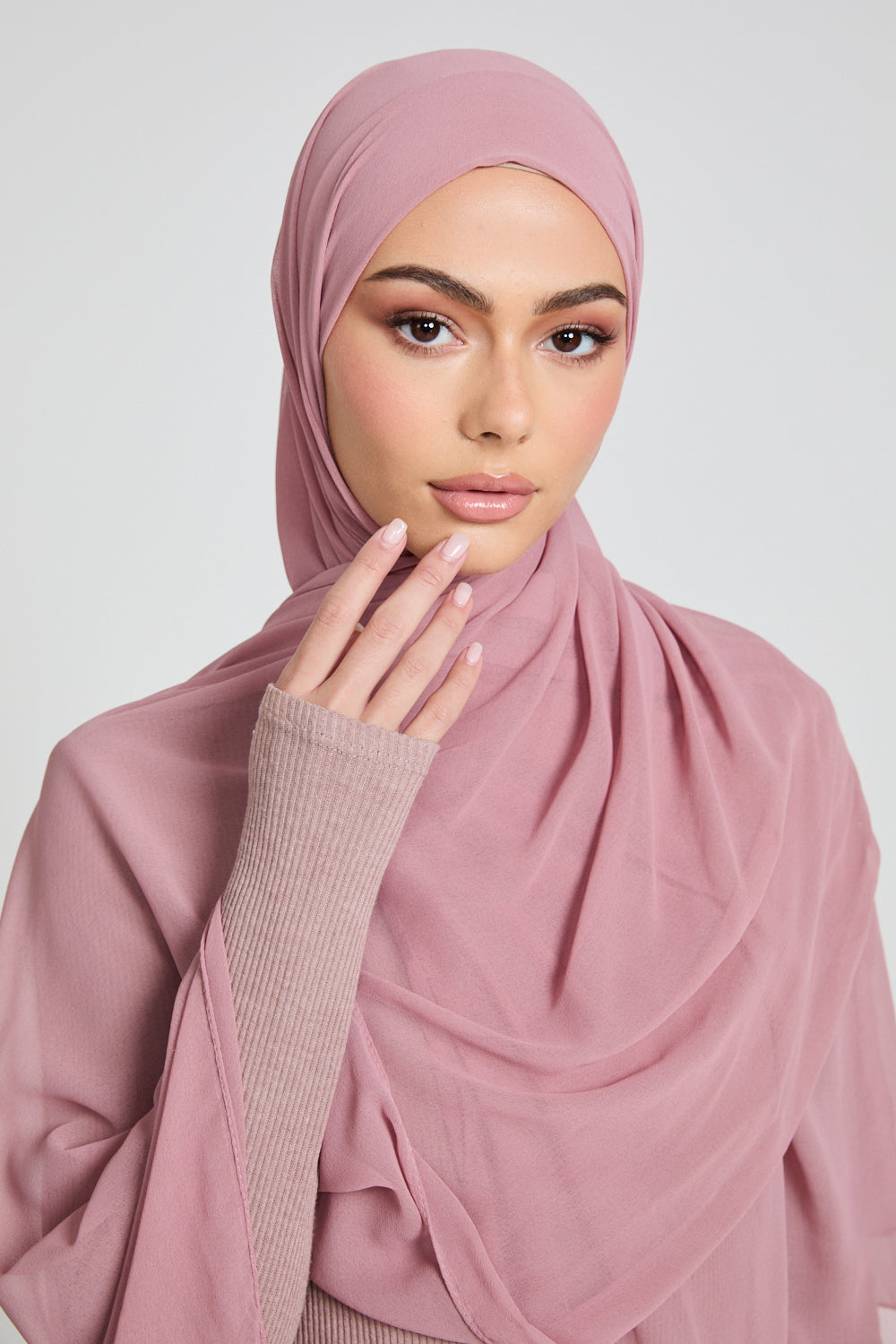 Hijab Mousseline Douce Luxe - Rose Poudré