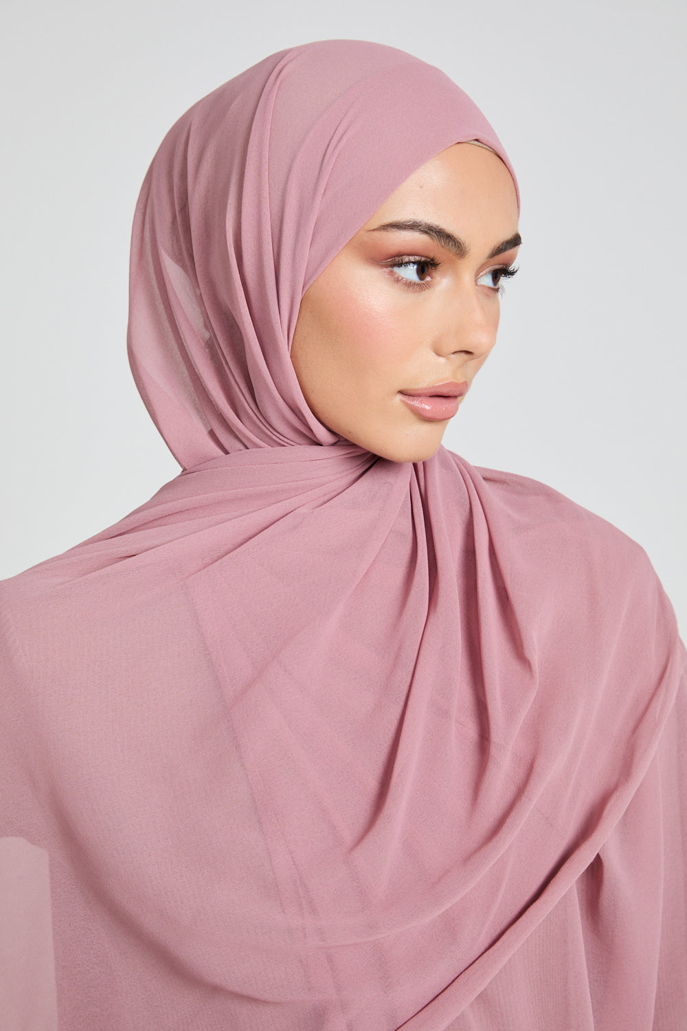 Hijab Mousseline Douce Luxe - Rose Poudré