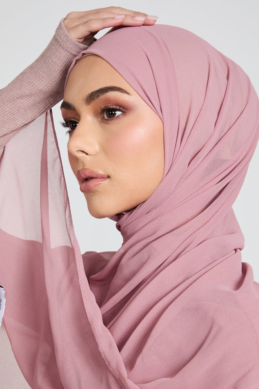 Hijab Mousseline Douce Luxe - Rose Poudré