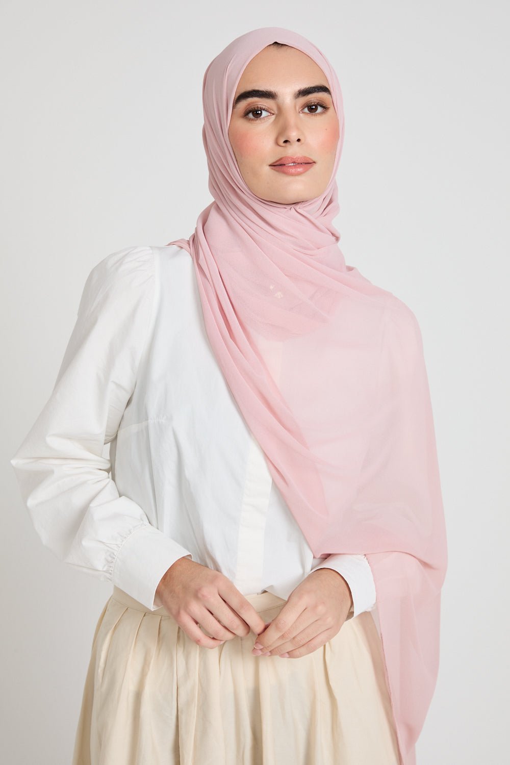 Hijab Mousseline Douce Luxe - Rose Clair