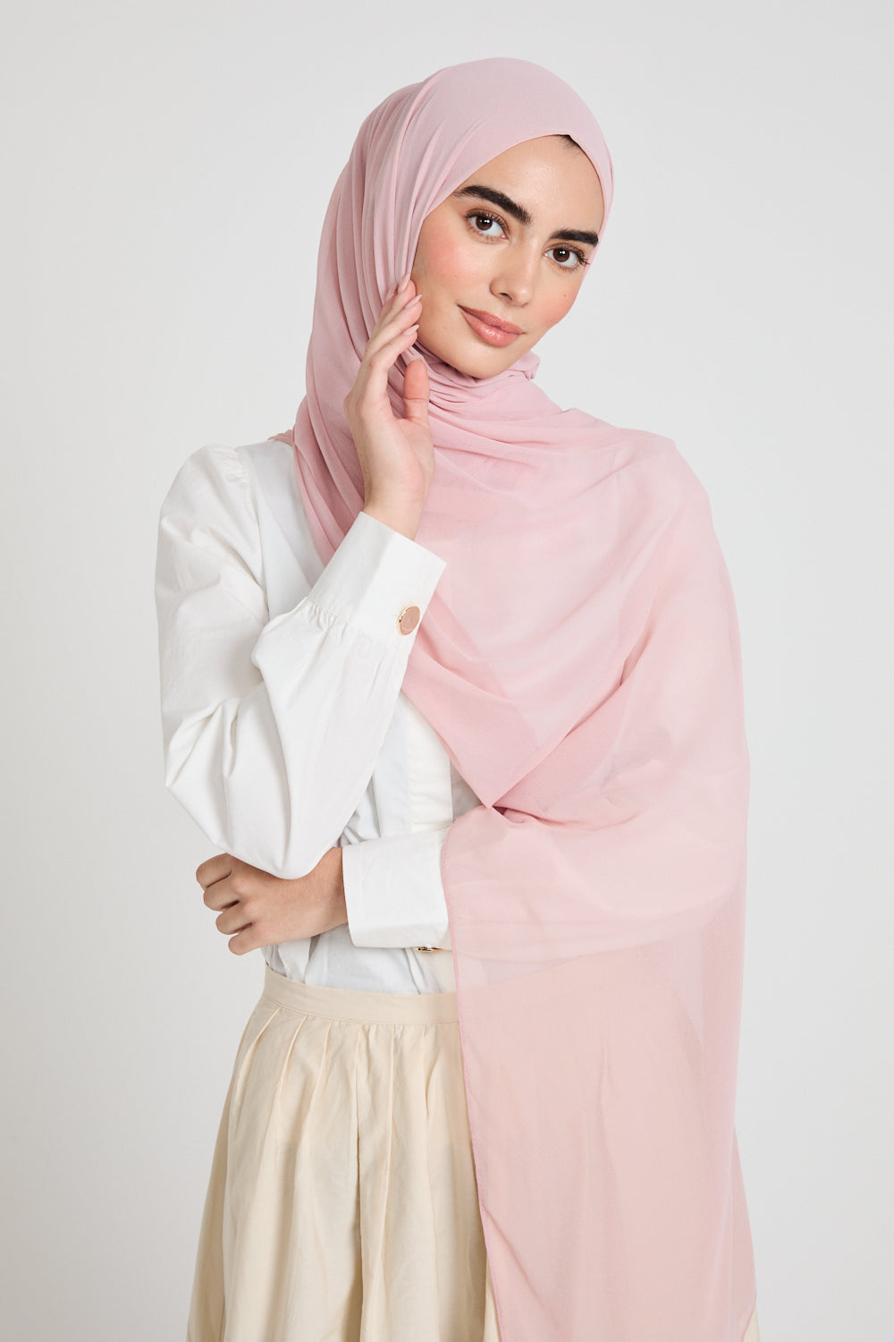 Hijab Mousseline Douce Luxe - Rose Clair