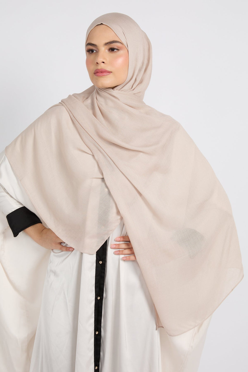 Hijab Coton Modal Premium - Gris Plume