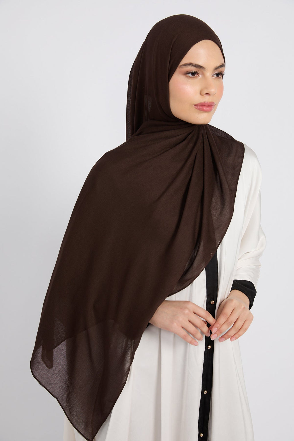 Hijab Coton Modal Premium - Prune Chocolatée