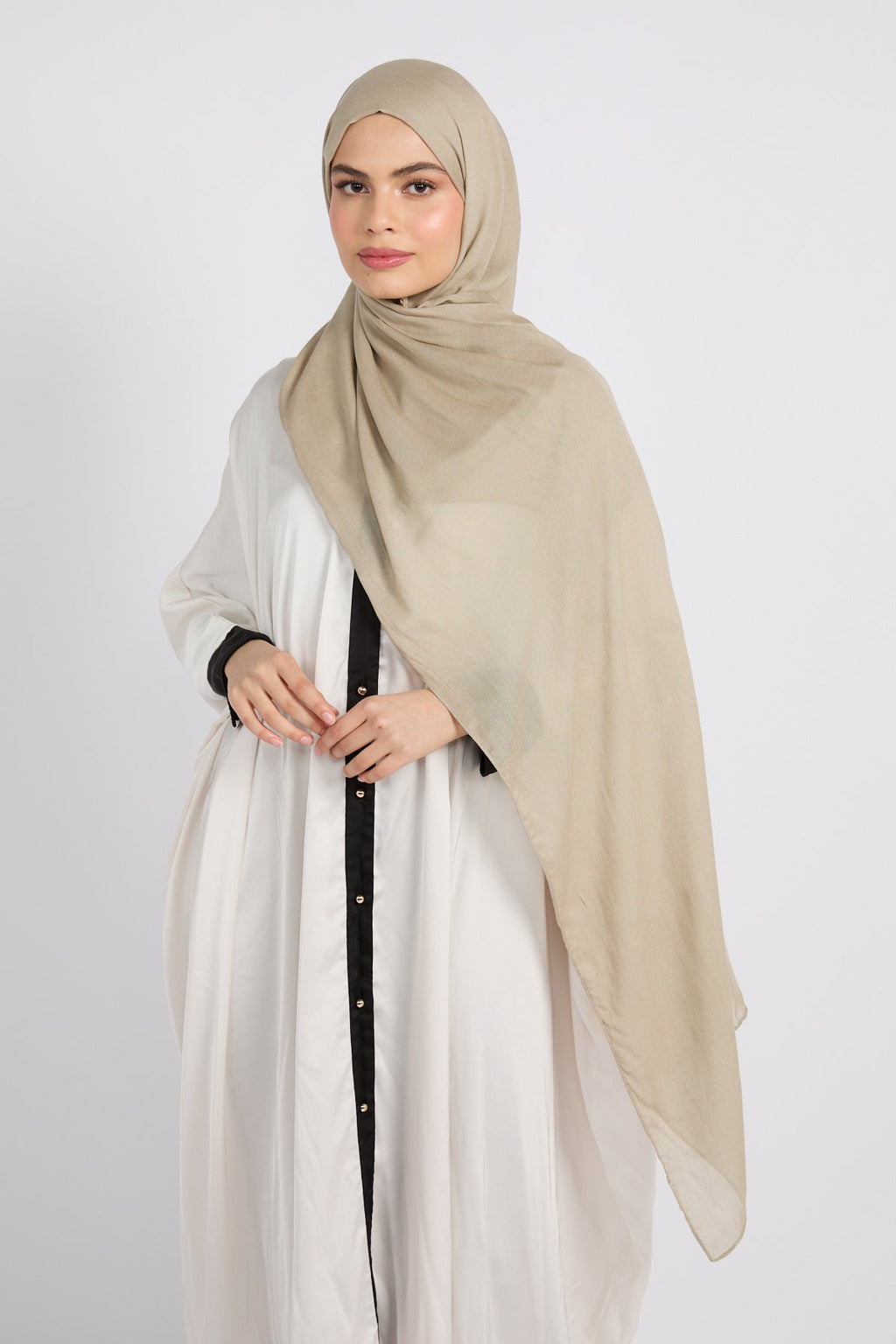 Hijab Coton Modal Premium - Gris Olive