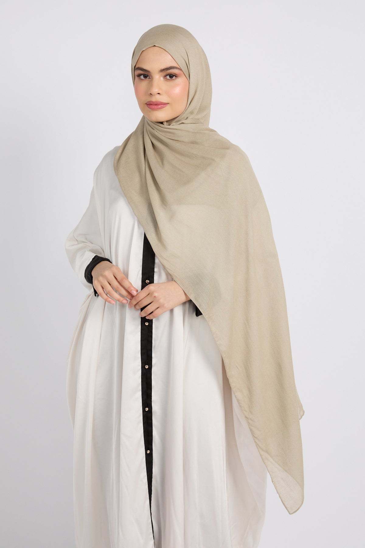 Hijab Coton Modal Premium - Gris Olive