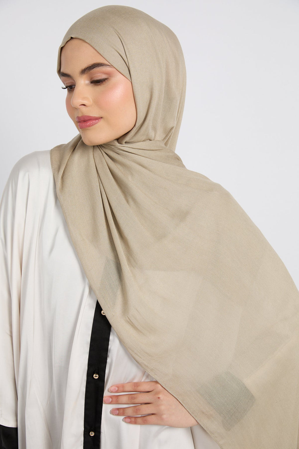 Hijab Coton Modal Premium - Gris Olive