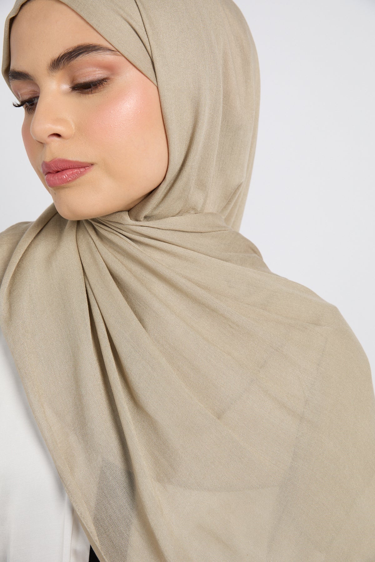 Hijab Coton Modal Premium - Gris Olive