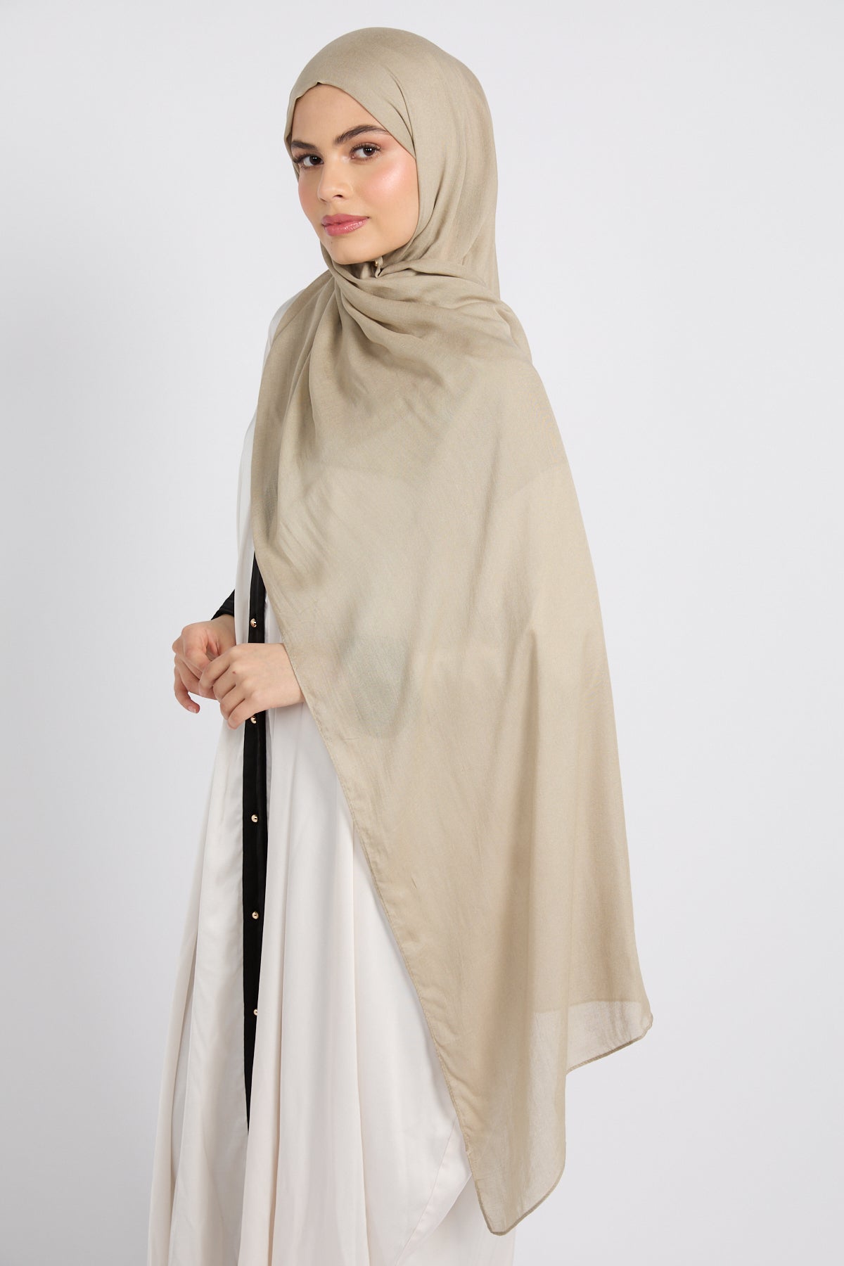 Hijab Coton Modal Premium - Gris Olive