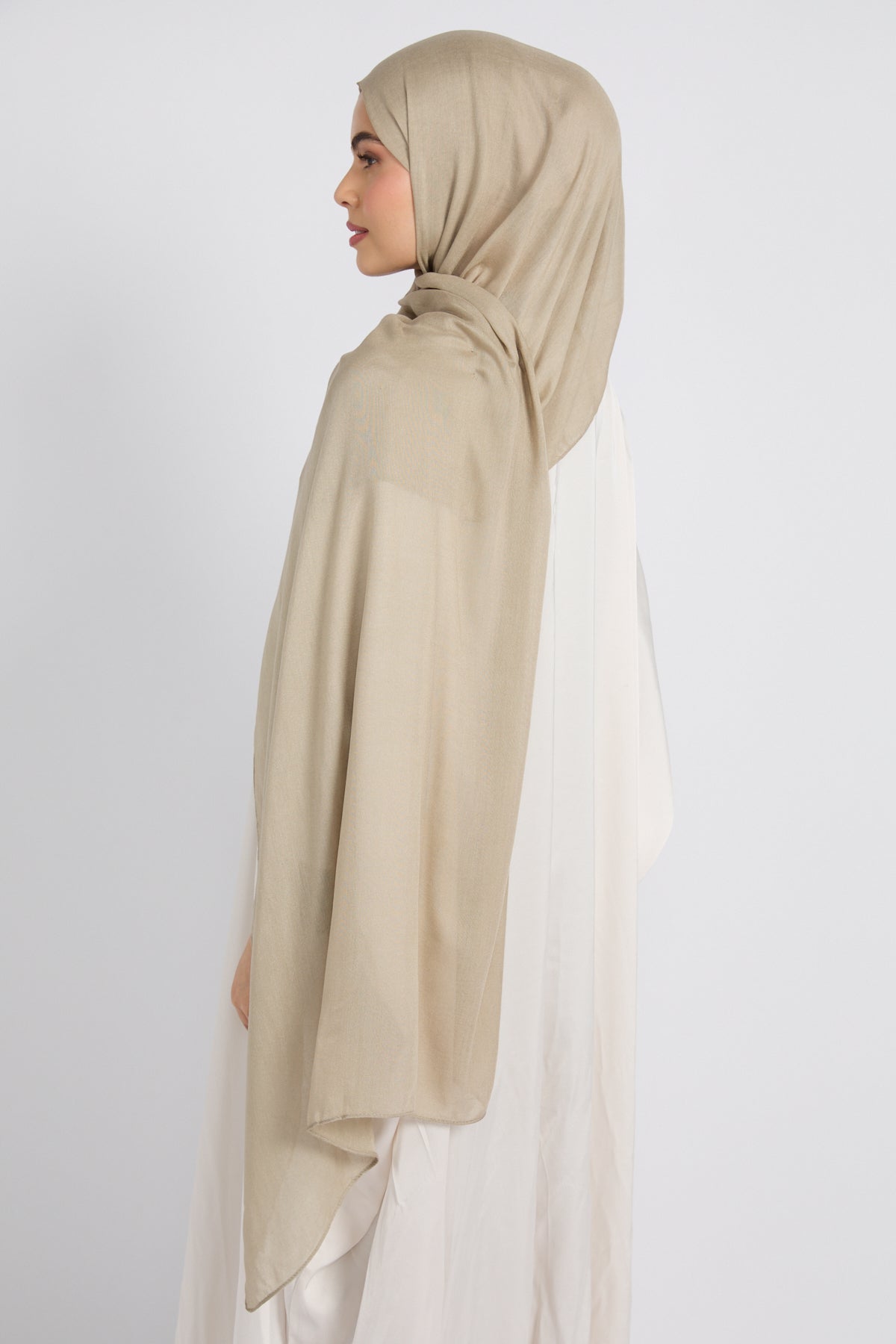 Hijab Coton Modal Premium - Gris Olive