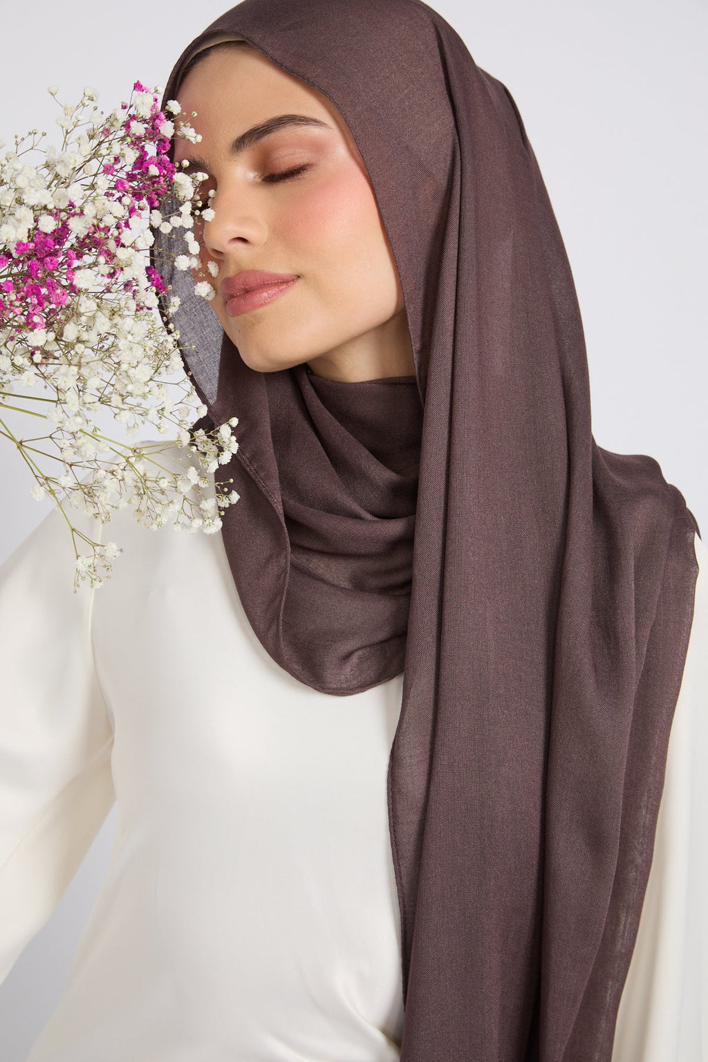 Hijab Coton Modal Premium - Truffe Prune