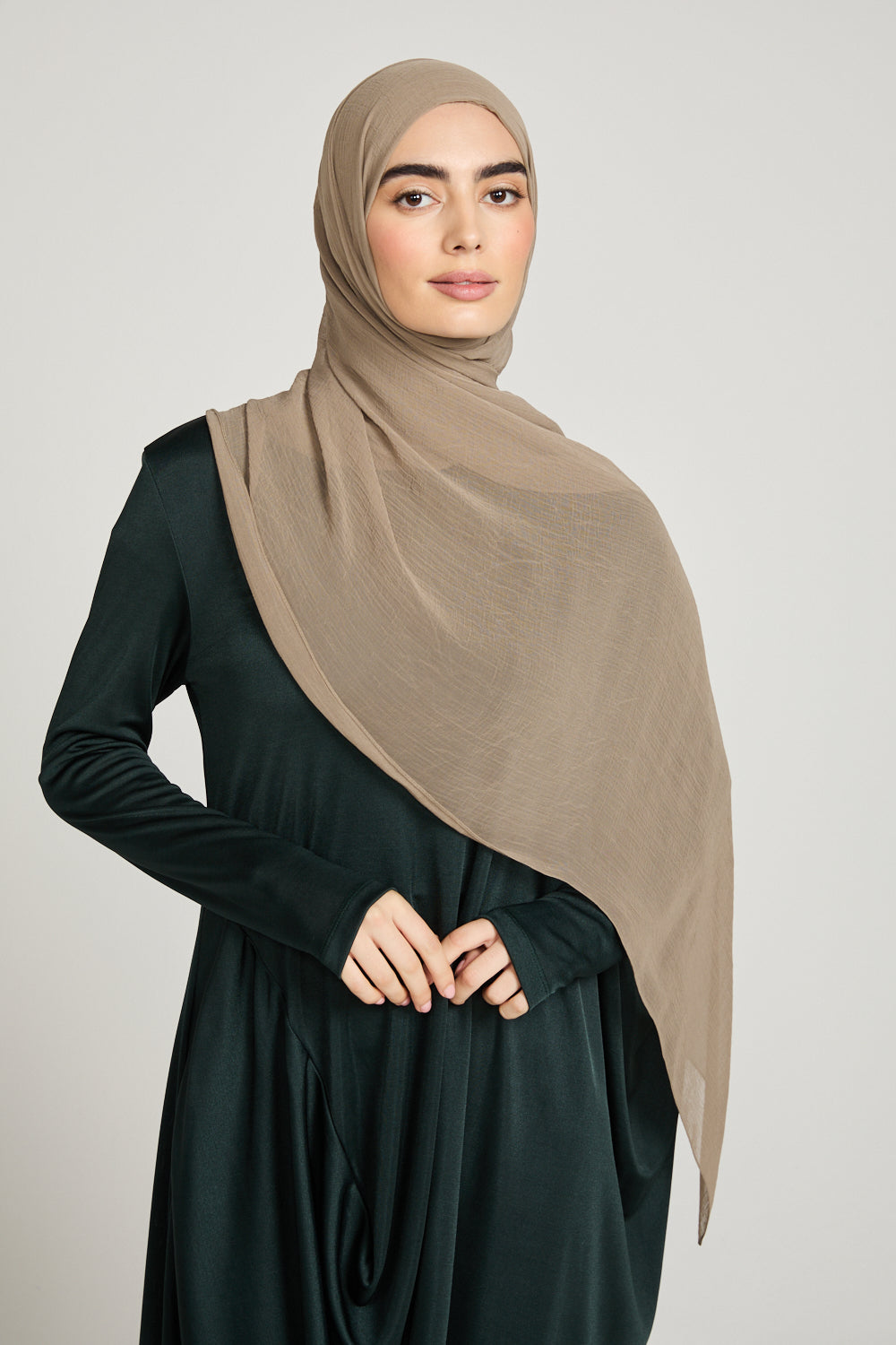 Hijab Froissé Doux Luxe - Taupe Caramel