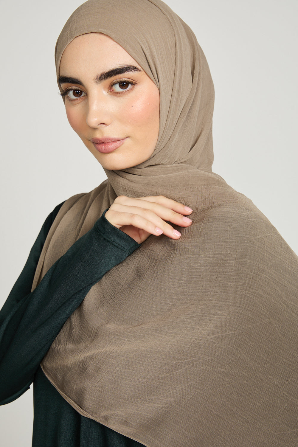 Hijab Froissé Doux Luxe - Taupe Caramel