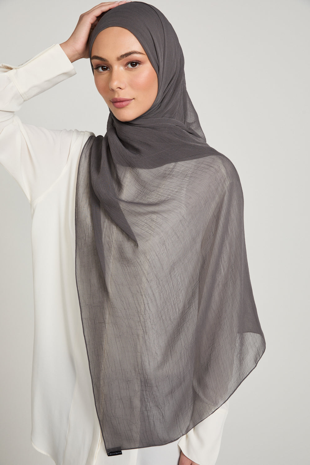 Hijab Froissé Doux Luxe - Mauve Anthracite
