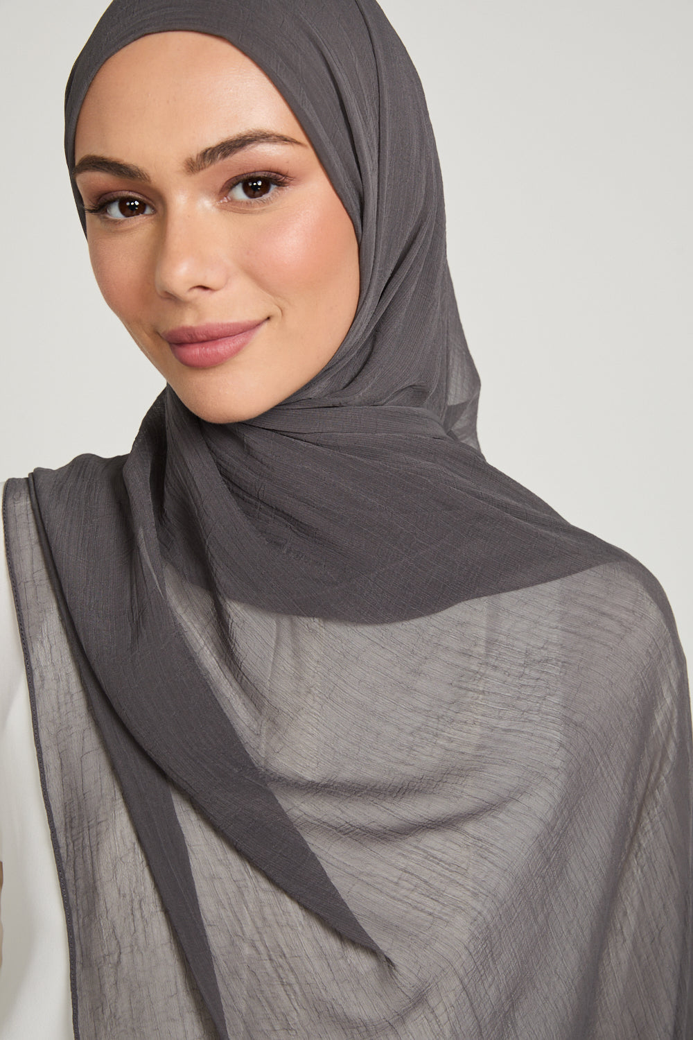 Hijab Froissé Doux Luxe - Mauve Anthracite