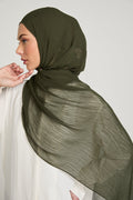 Hijab Froissé Doux Luxe - Kaki Foncé
