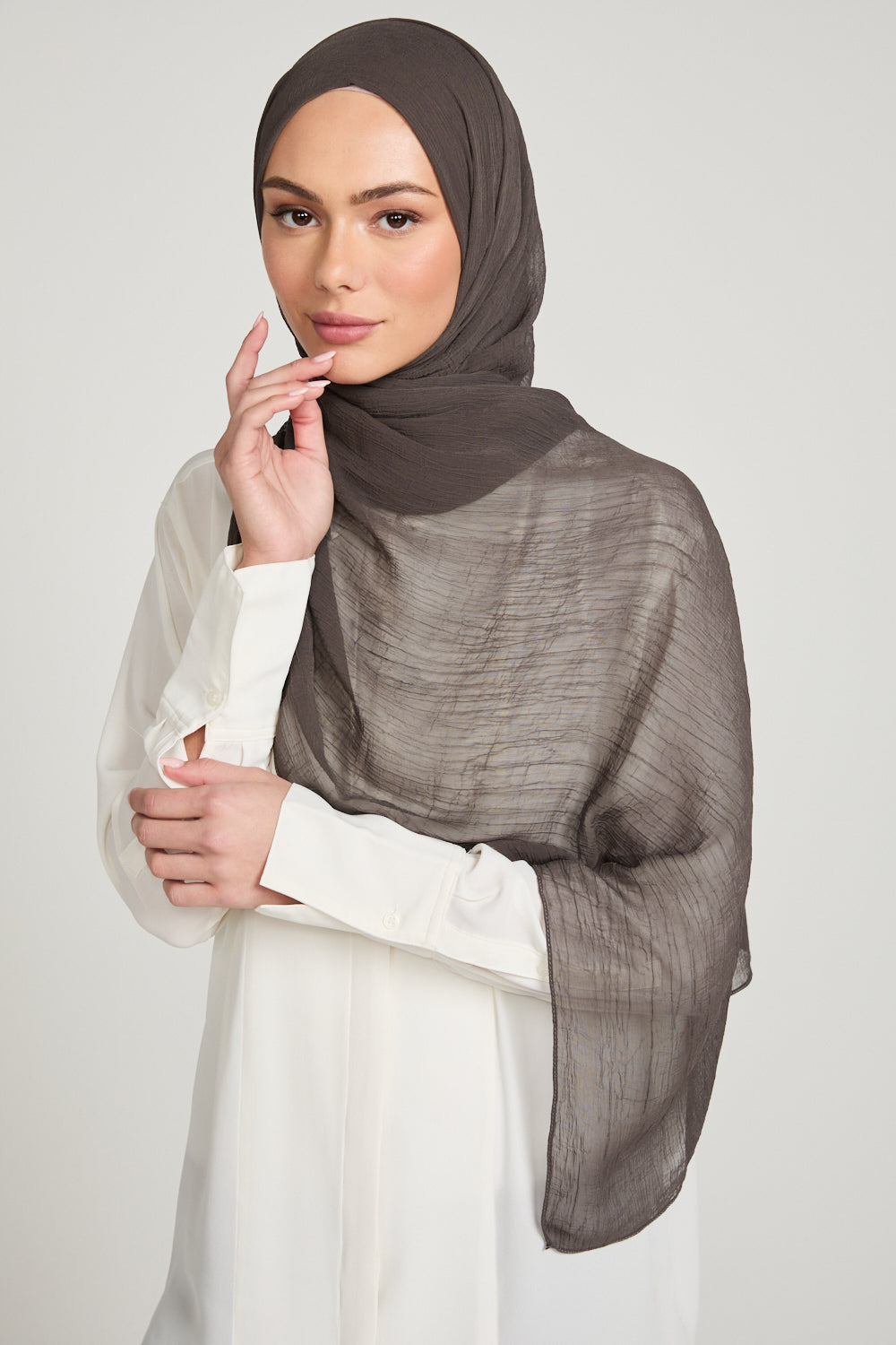 Hijab Froissé Doux Luxe - Moka Atténué