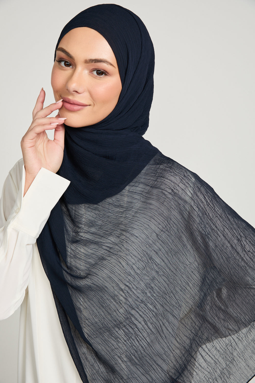 Hijab Froissé Doux Luxe - Marine