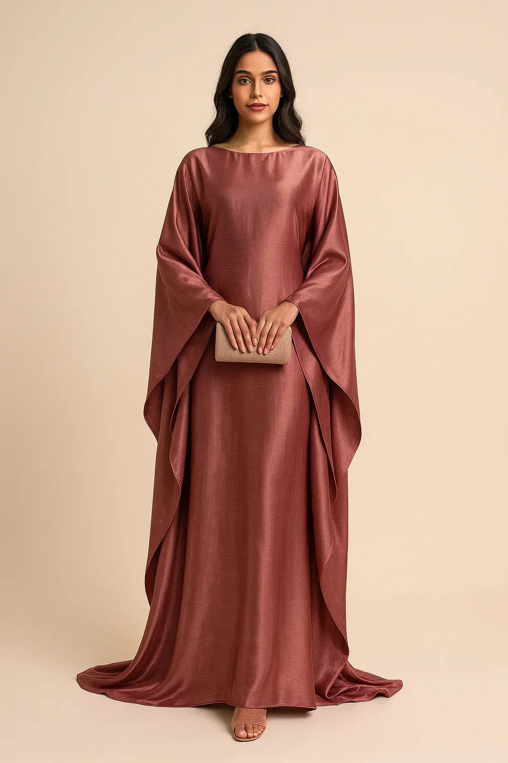 LM079 Kaftan Abaya Grande Taille – Robe Brillante Manches Chauve-Souris Aïd & Iftar avec Ceinture
