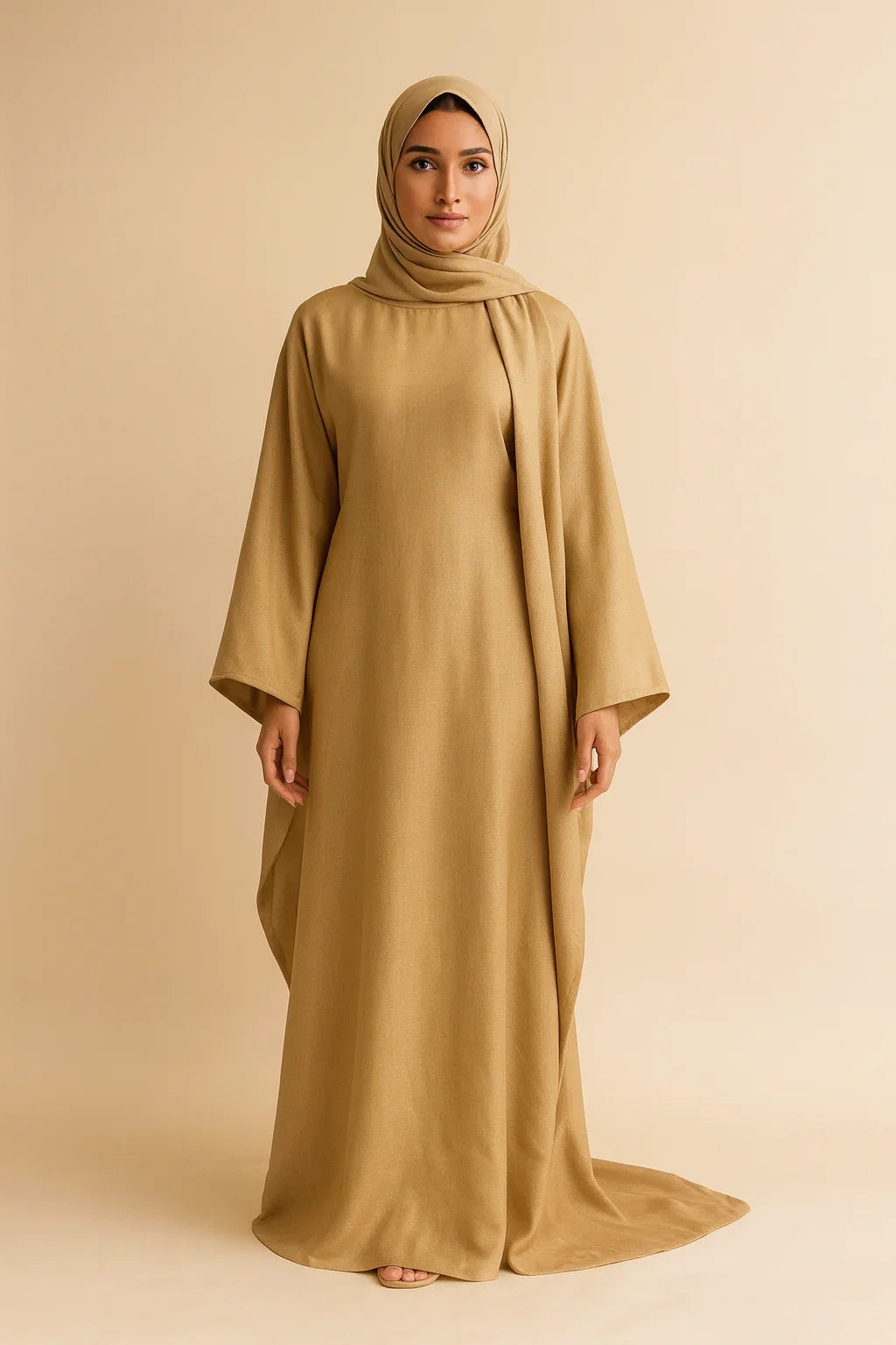 LM079 Kaftan Abaya Grande Taille – Robe Brillante Manches Chauve-Souris Aïd & Iftar avec Ceinture