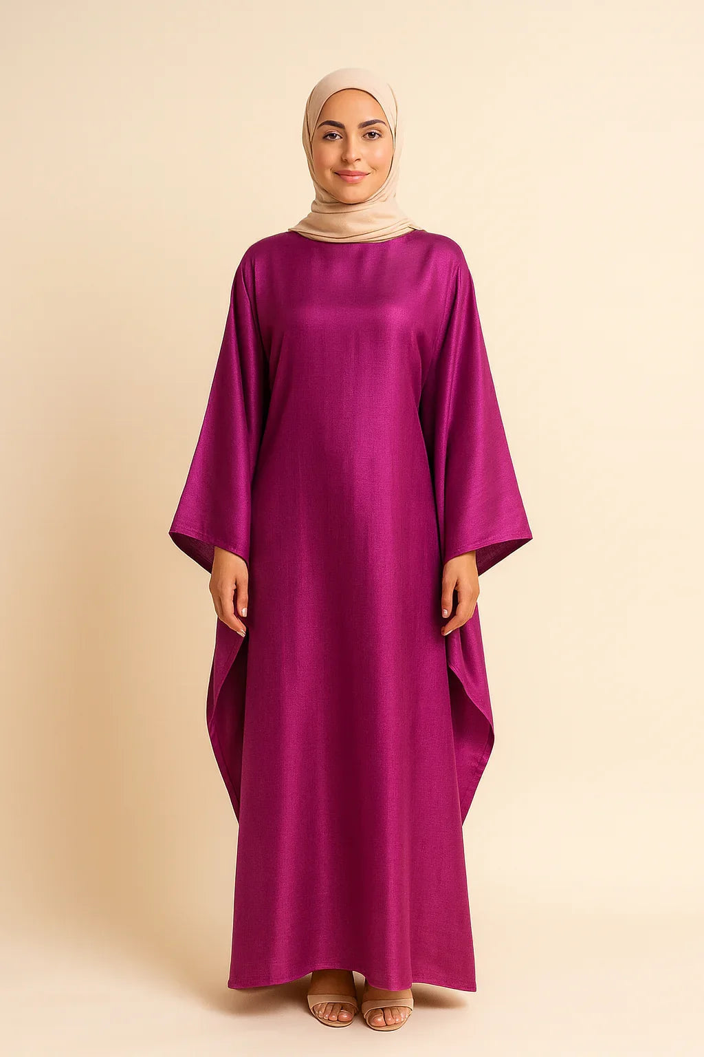LM079 Kaftan Abaya Grande Taille – Robe Brillante Manches Chauve-Souris Aïd & Iftar avec Ceinture