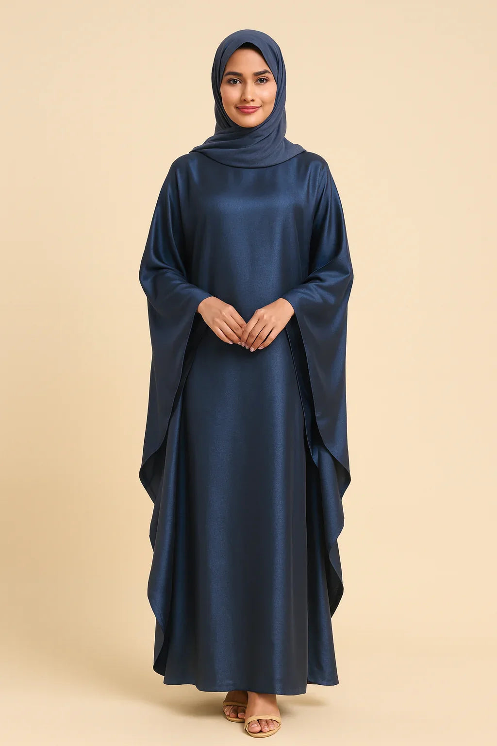 LM079 Kaftan Abaya Grande Taille – Robe Brillante Manches Chauve-Souris Aïd & Iftar avec Ceinture