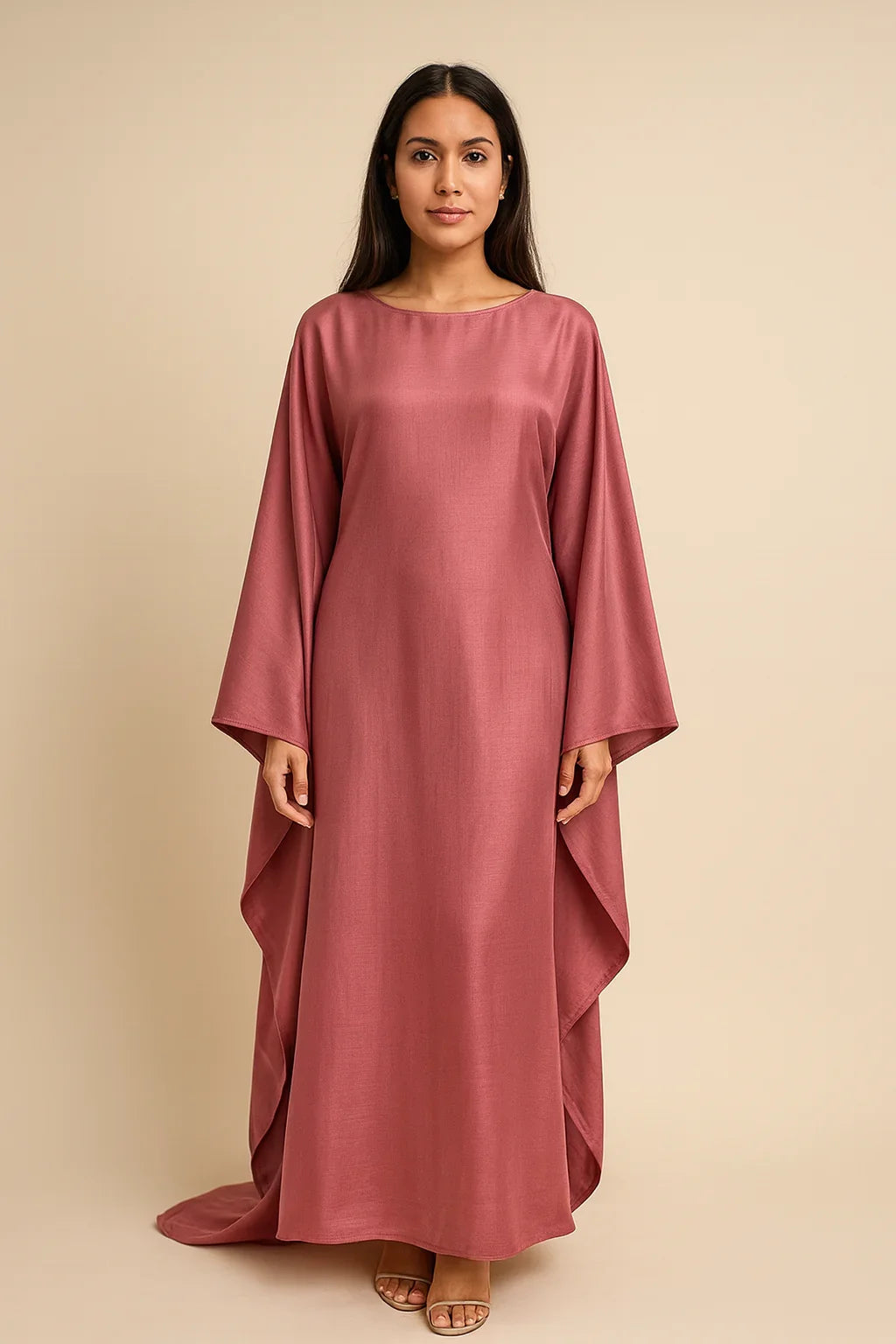 LM079 Kaftan Abaya Grande Taille – Robe Brillante Manches Chauve-Souris Aïd & Iftar avec Ceinture