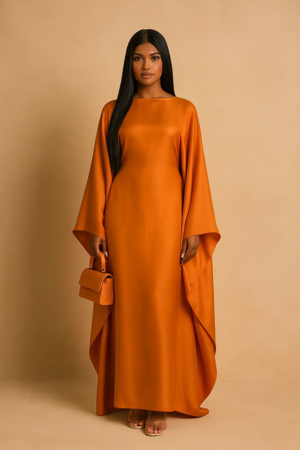 LM079 Kaftan Abaya Grande Taille – Robe Brillante Manches Chauve-Souris Aïd & Iftar avec Ceinture