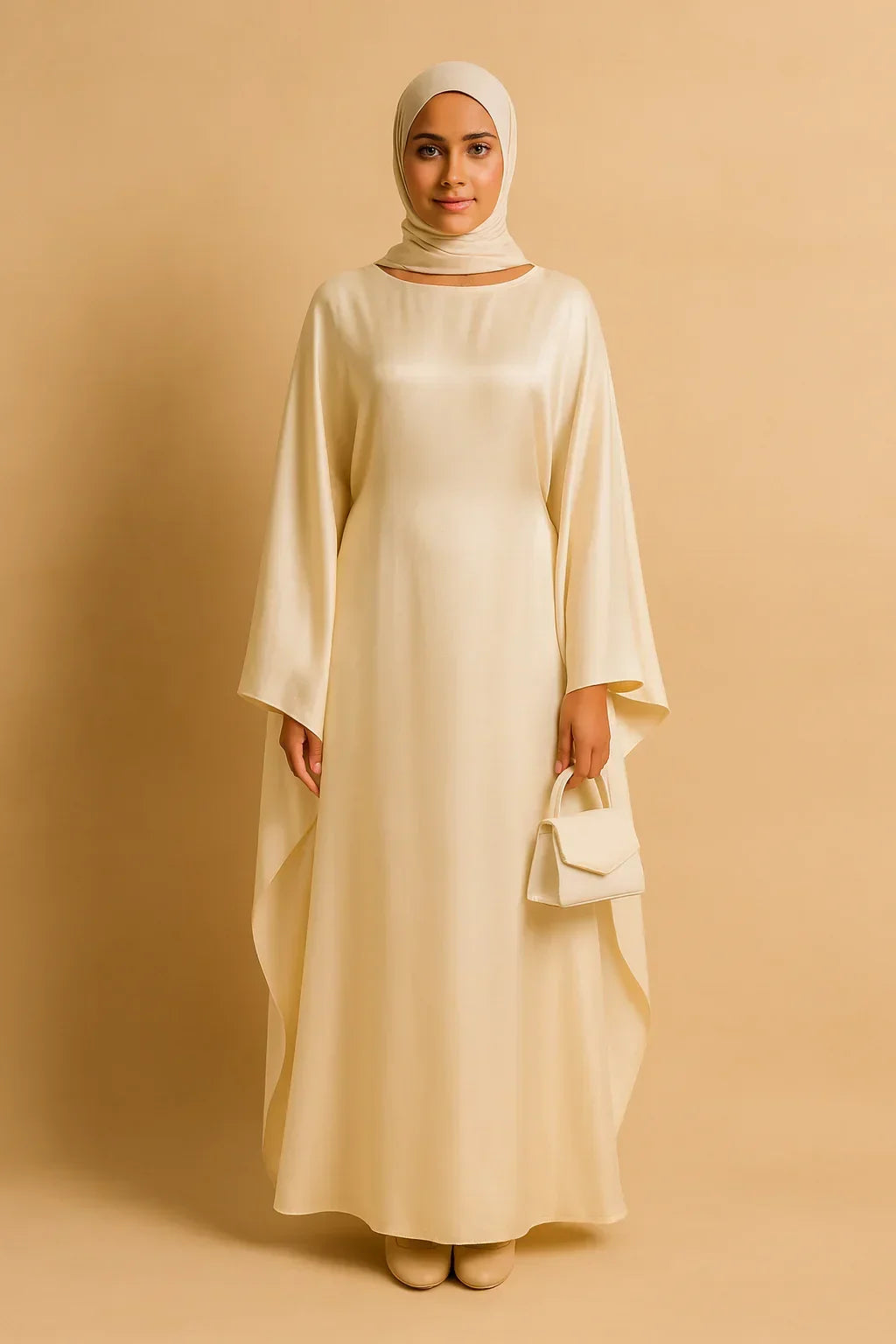LM079 Kaftan Abaya Grande Taille – Robe Brillante Manches Chauve-Souris Aïd & Iftar avec Ceinture
